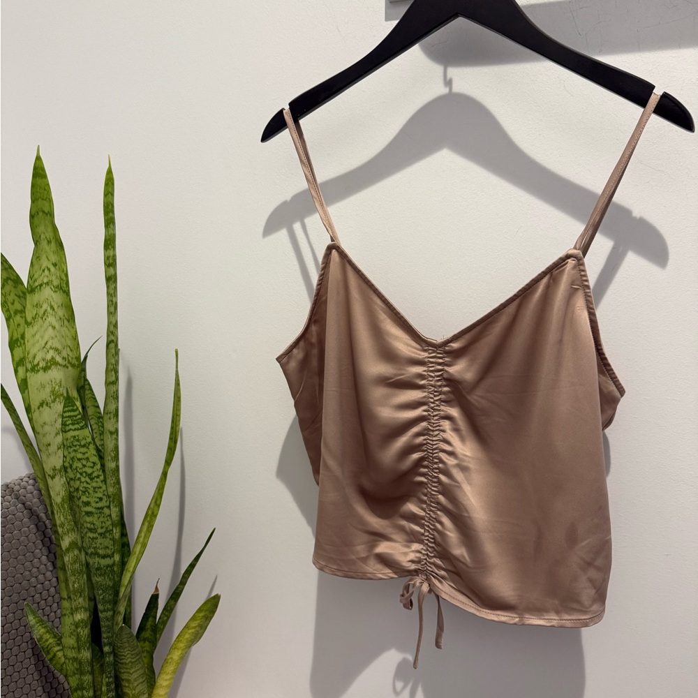 Forever 21 Gold Ruched Crop Camisole